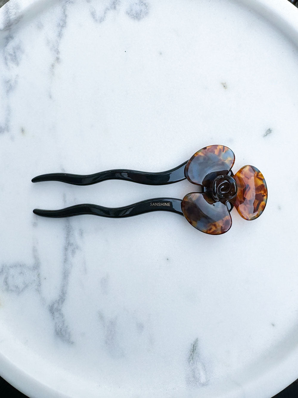 French Pin Brun Blomst