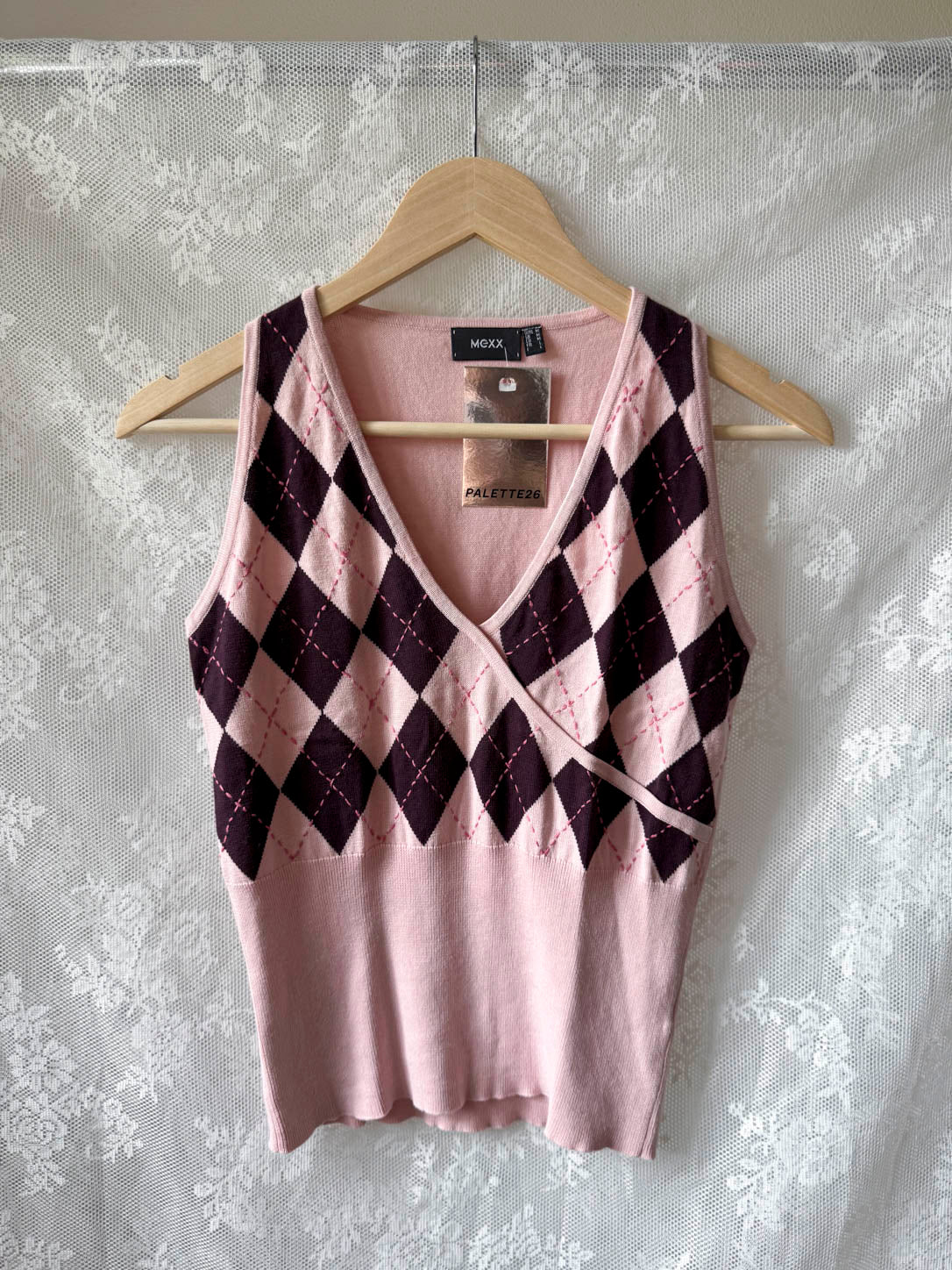 Argyle strikvest
