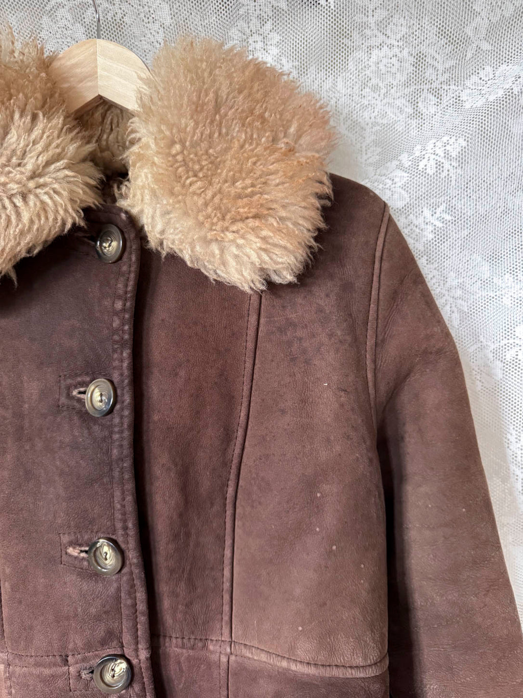Brun Shearlingfrakke