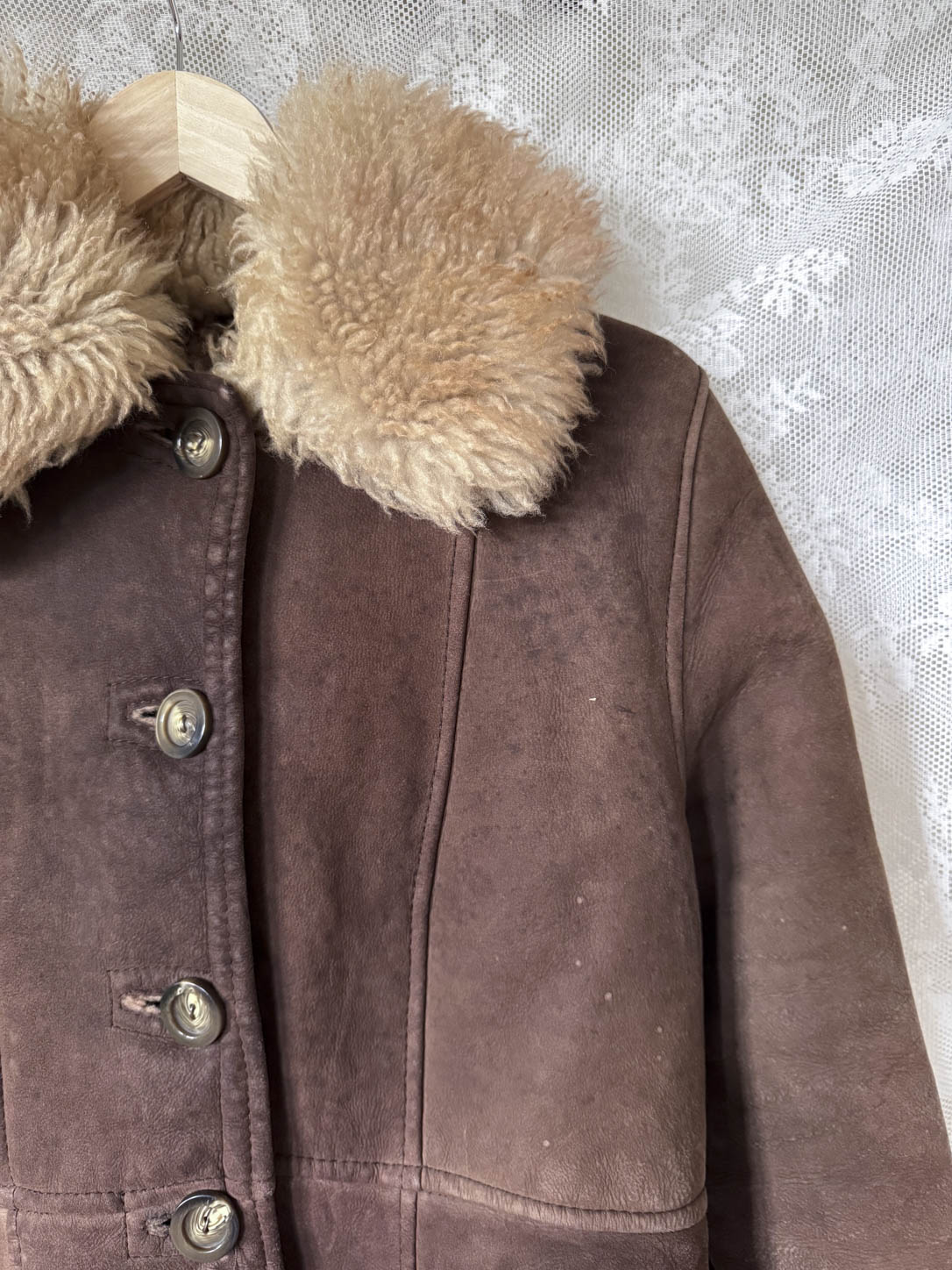 Brun Shearlingfrakke