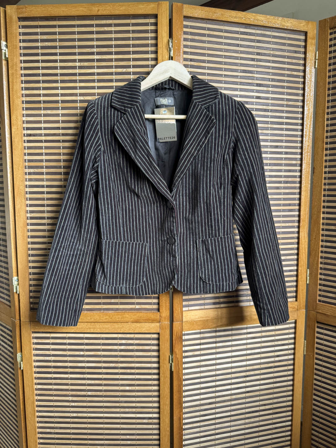 Stribet velourblazer
