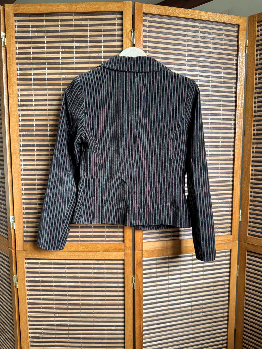 Stribet velourblazer