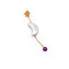 lang string ørering i forgyldt sølv med vedhæng måneformede ferskvandsperler og en lille ametyst perle fra Lulo Jewelry