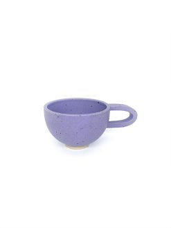 stenkvist keramik kop med bred hank i mat lilla