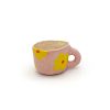 Pansy Ceramics håndlavede keramik kopper med blomster i lyserød og gul