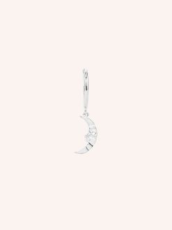 House of Vincent small hoop in sterling silver with small moon pendant